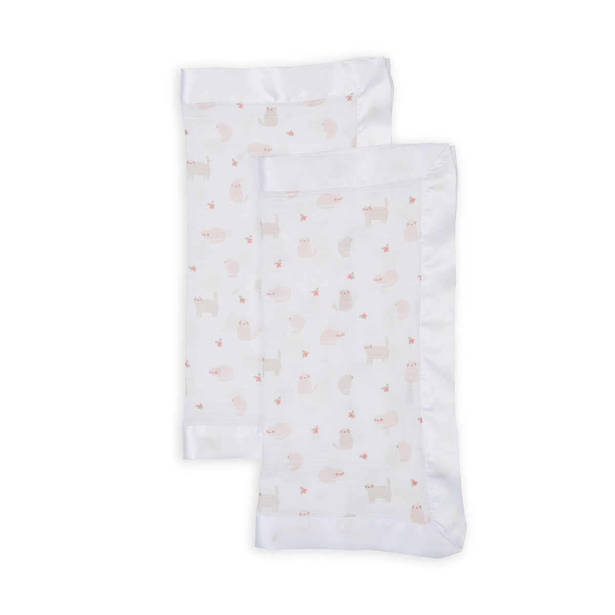 Lulujo - 2 Pack Muslin Security Comforter Blanket - Kitty Cat