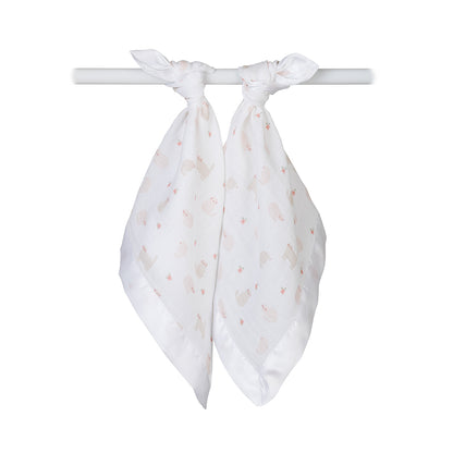 Lulujo - 2 Pack Muslin Security Comforter Blanket - Kitty Cat