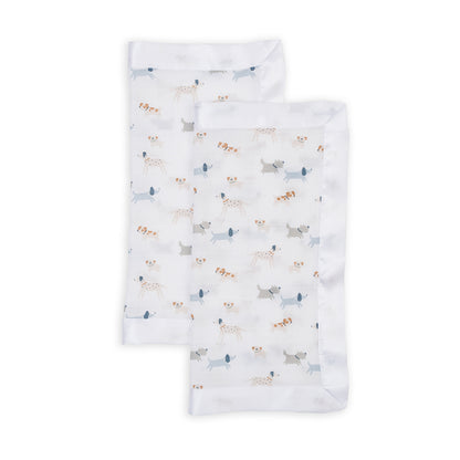 Lulujo - 2 Pack Muslin Security Comforter Blanket - Puppy Dog