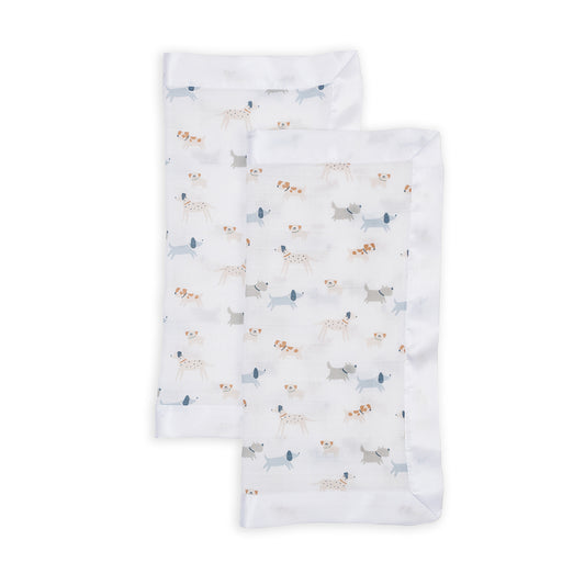 Lulujo - 2 Pack Muslin Security Comforter Blanket - Puppy Dog
