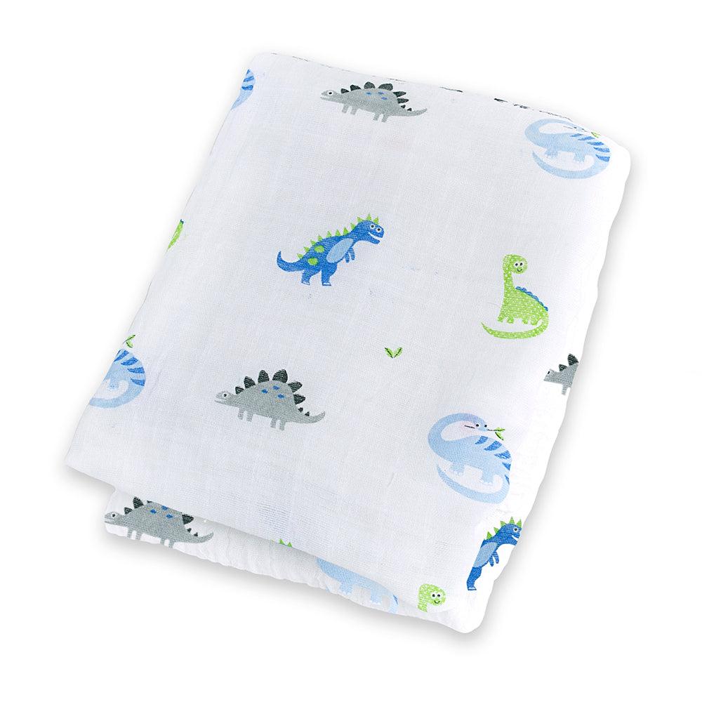 Lulujo - Muslin Swaddle - Prehistoric Pals (120cm x 120cm)