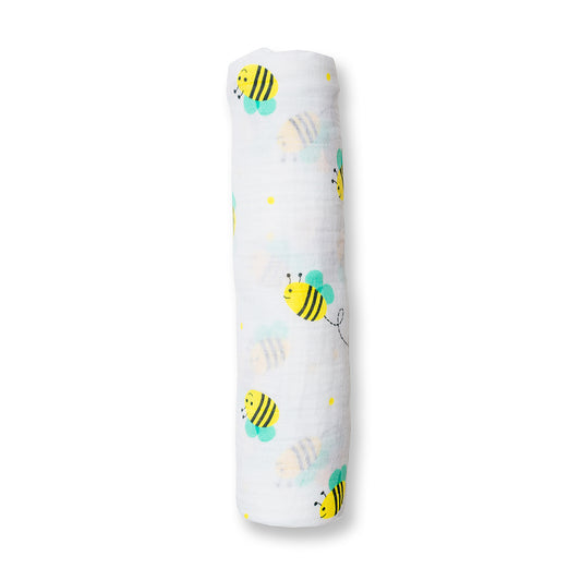 Lulujo - Muslin Swaddle - Bumbling Bees (120cm x 120cm)