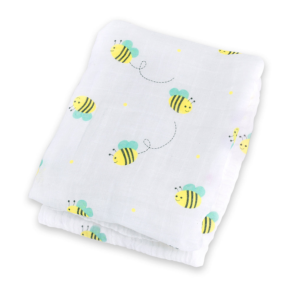 Lulujo - Muslin Swaddle - Bumbling Bees (120cm x 120cm)