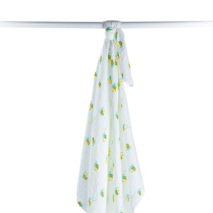 Lulujo - Muslin Swaddle - Bumbling Bees (120cm x 120cm)