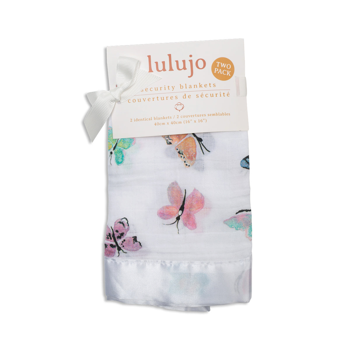 Lulujo - 2 Pack Muslin Security Comforter Blanket - Butterflies