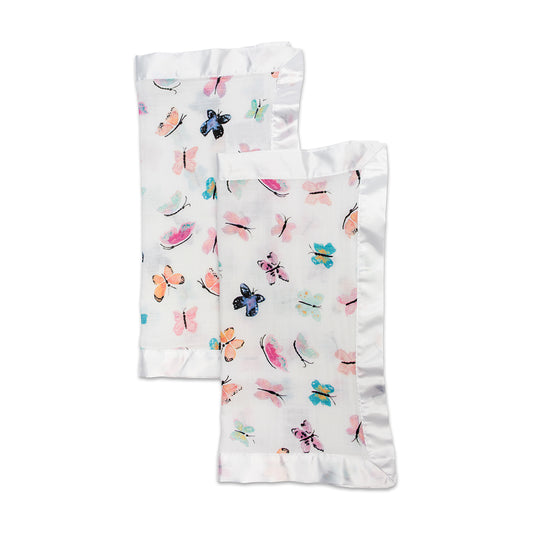 Lulujo - 2 Pack Muslin Security Comforter Blanket - Butterflies