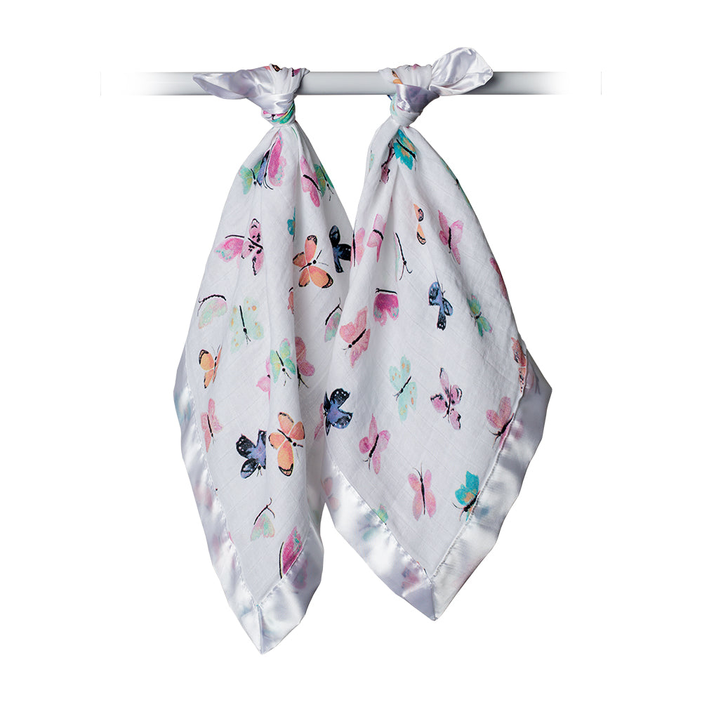 Lulujo - 2 Pack Muslin Security Comforter Blanket - Butterflies