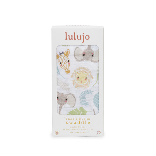 Lulujo - Muslin Swaddle - Jungle Safari (120cm x 120cm)