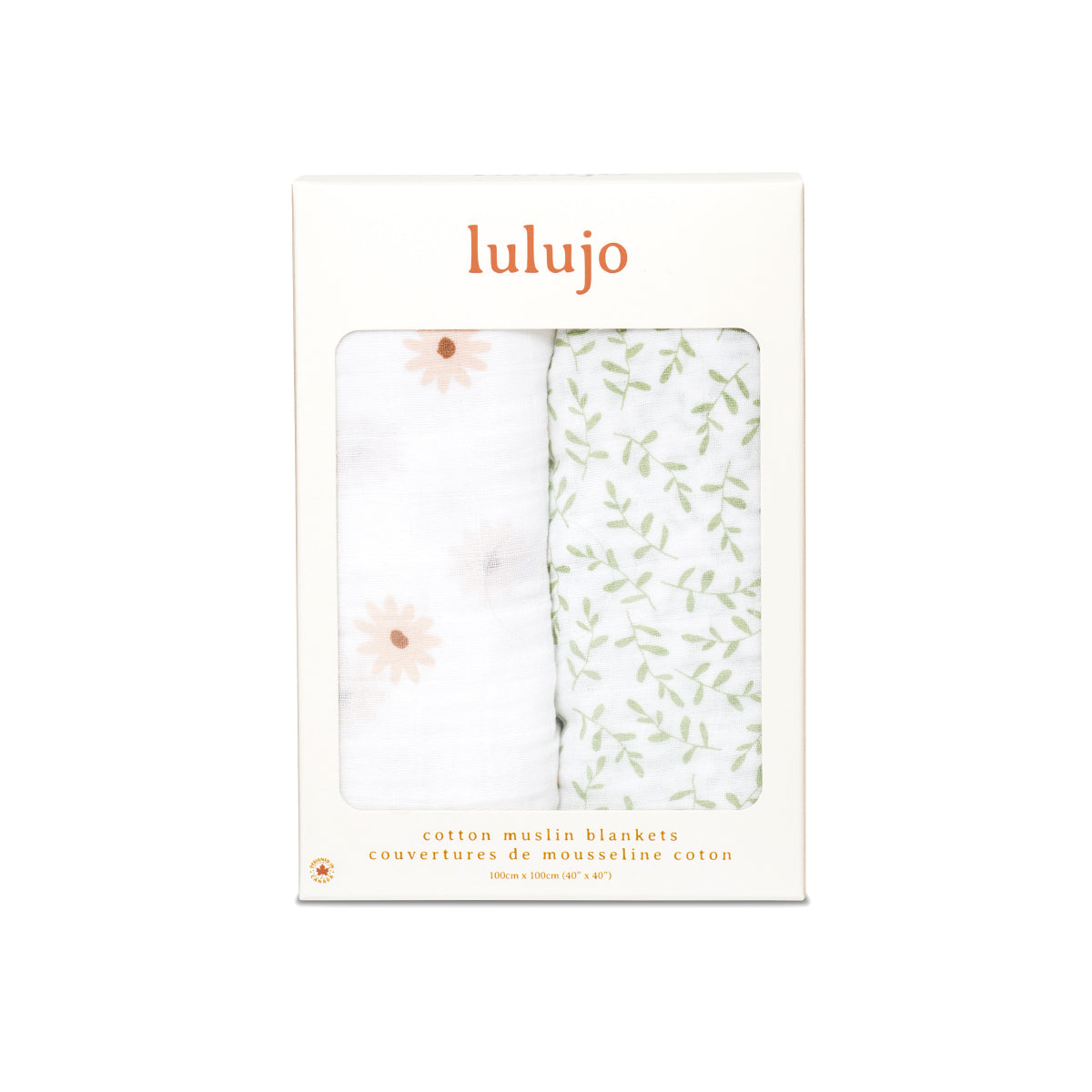Lulujo - 2 Pack Cotton Swaddles - Daisy / Greenery (100cm x100cm)