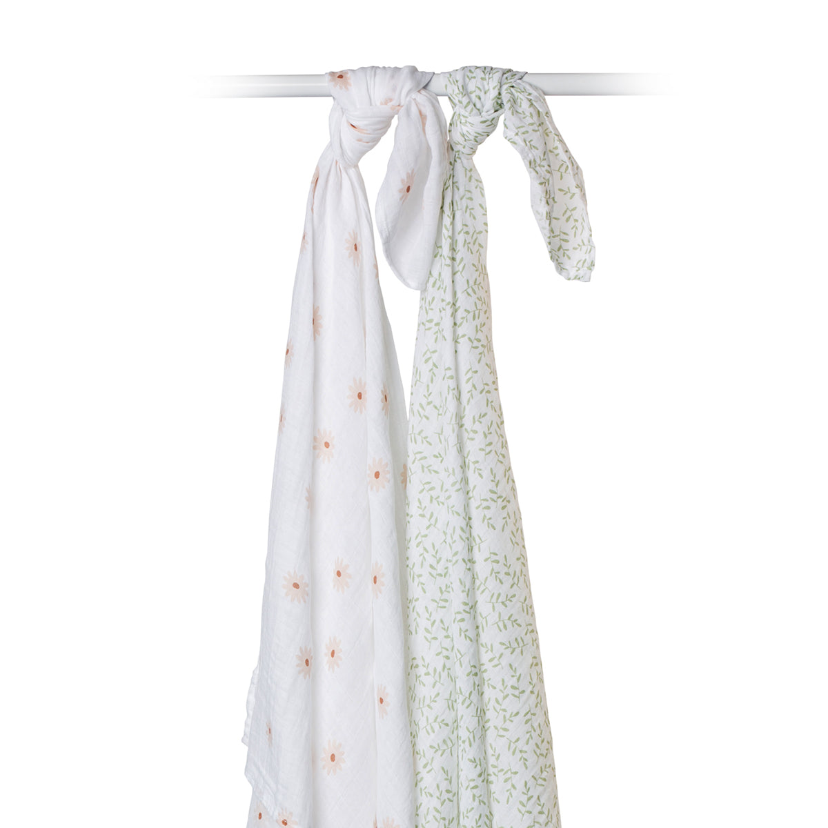 Lulujo - 2 Pack Cotton Swaddles - Daisy / Greenery (100cm x100cm)
