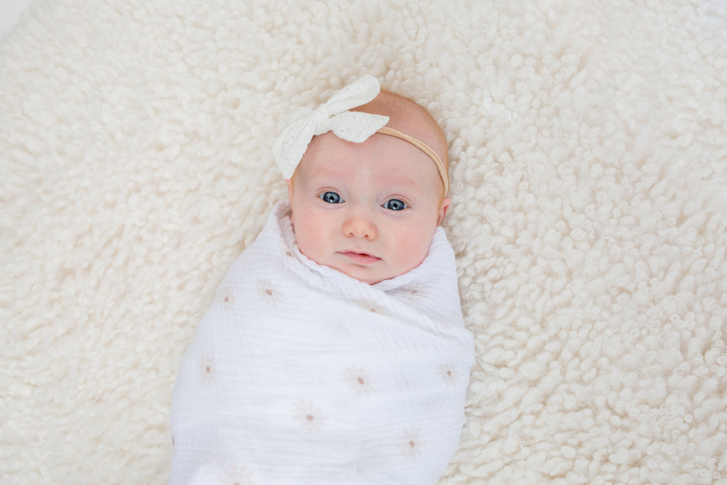 Lulujo - 2 Pack Cotton Swaddles - Daisy / Greenery (100cm x100cm)