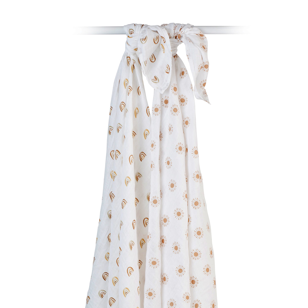 Lulujo - 2 Pack Cotton Swaddles - Rainbows / Suns (100cm x100cm)