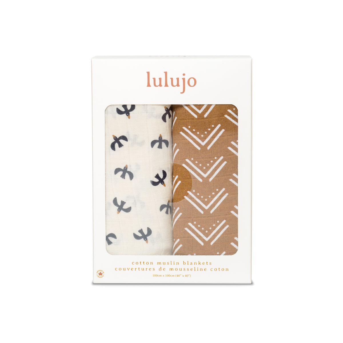 Lulujo - 2 Pack Cotton Swaddles - Blackbird / Mudcloth (100cm x100cm)