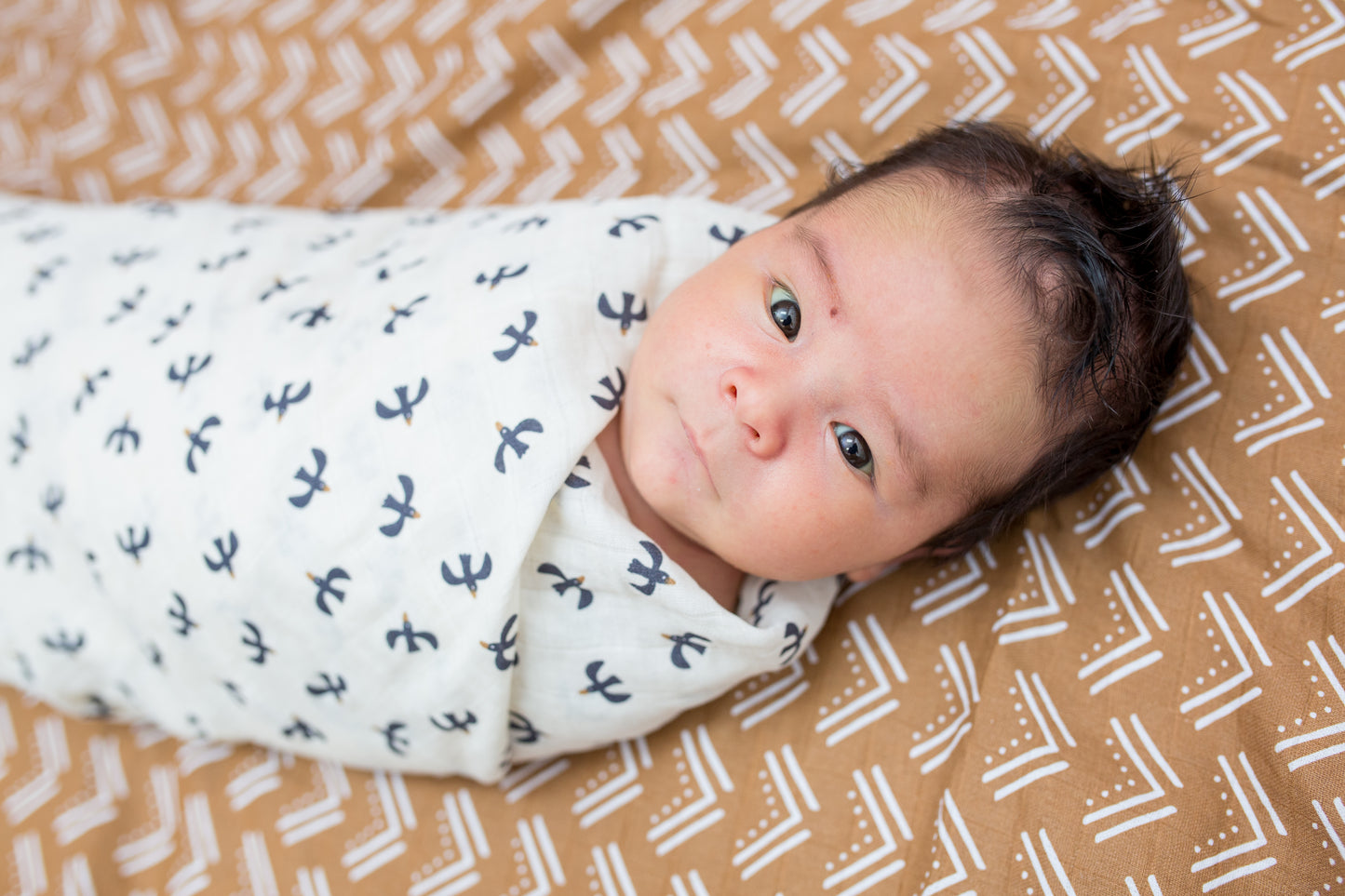 Lulujo - 2 Pack Cotton Swaddles - Blackbird / Mudcloth (100cm x100cm)