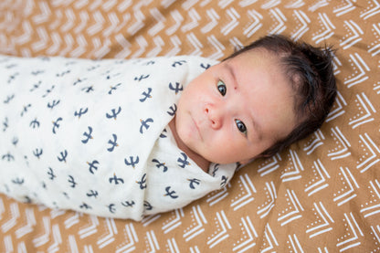 Lulujo - 2 Pack Cotton Swaddles - Blackbird / Mudcloth (100cm x100cm)
