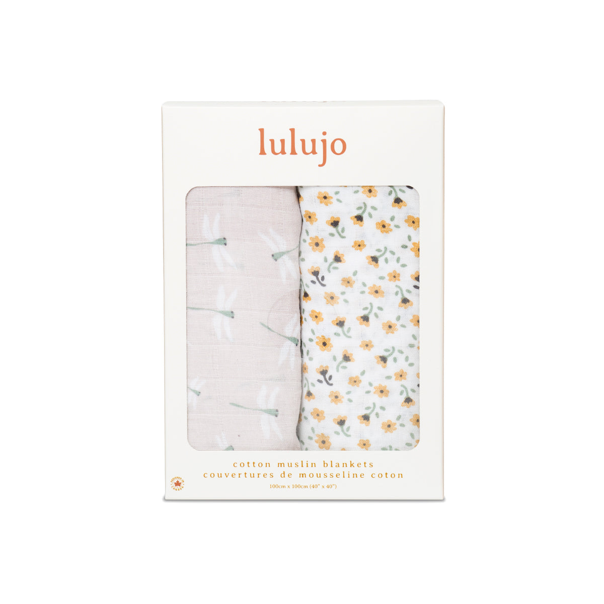 Lulujo - 2 Pack Cotton Swaddles - Vintage Floral / Dragonflies (100cm x100cm)
