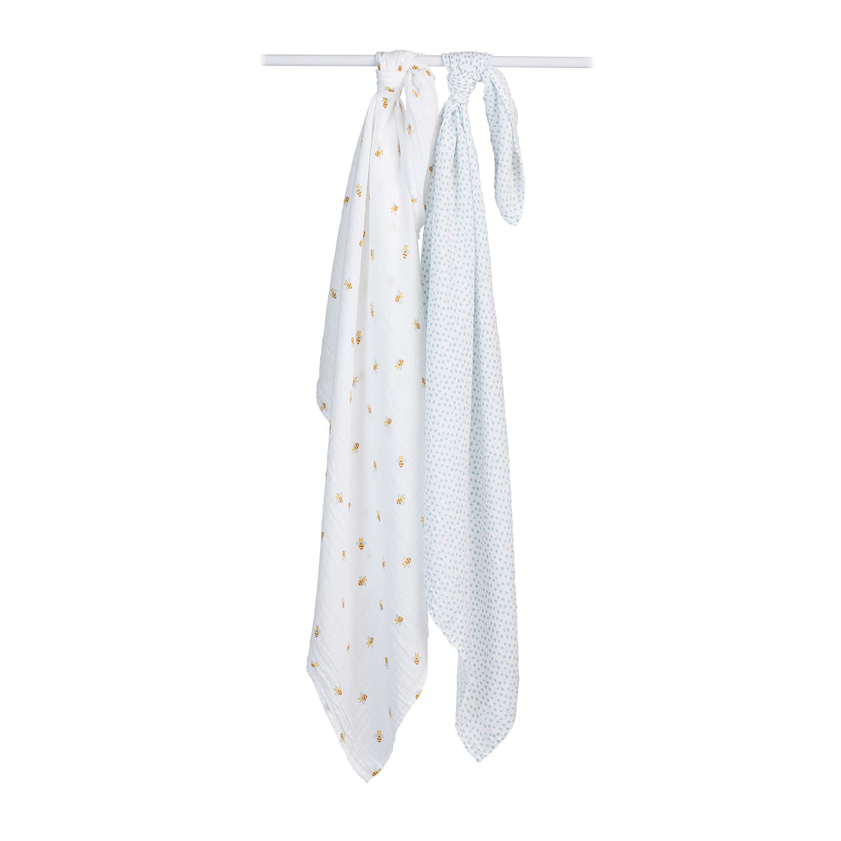 Lulujo - 2 Pack Cotton Swaddles - Bees / Dots (100cm x100cm)