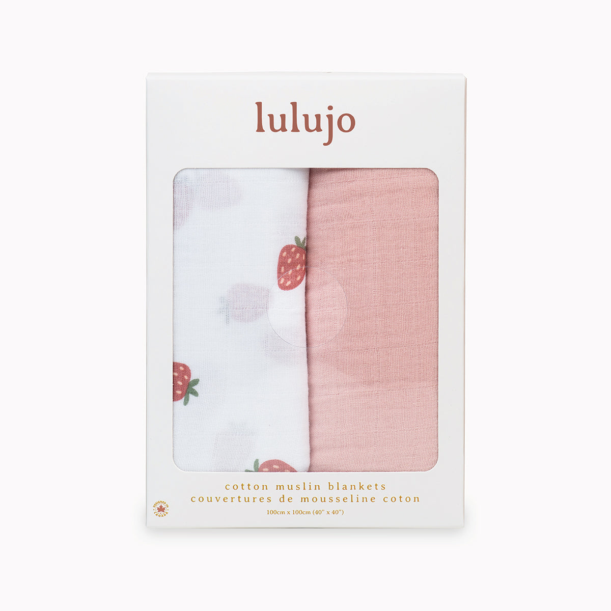 Lulujo - 2 Pack Cotton Swaddles - Strawberries / Pink (100cm x100cm)