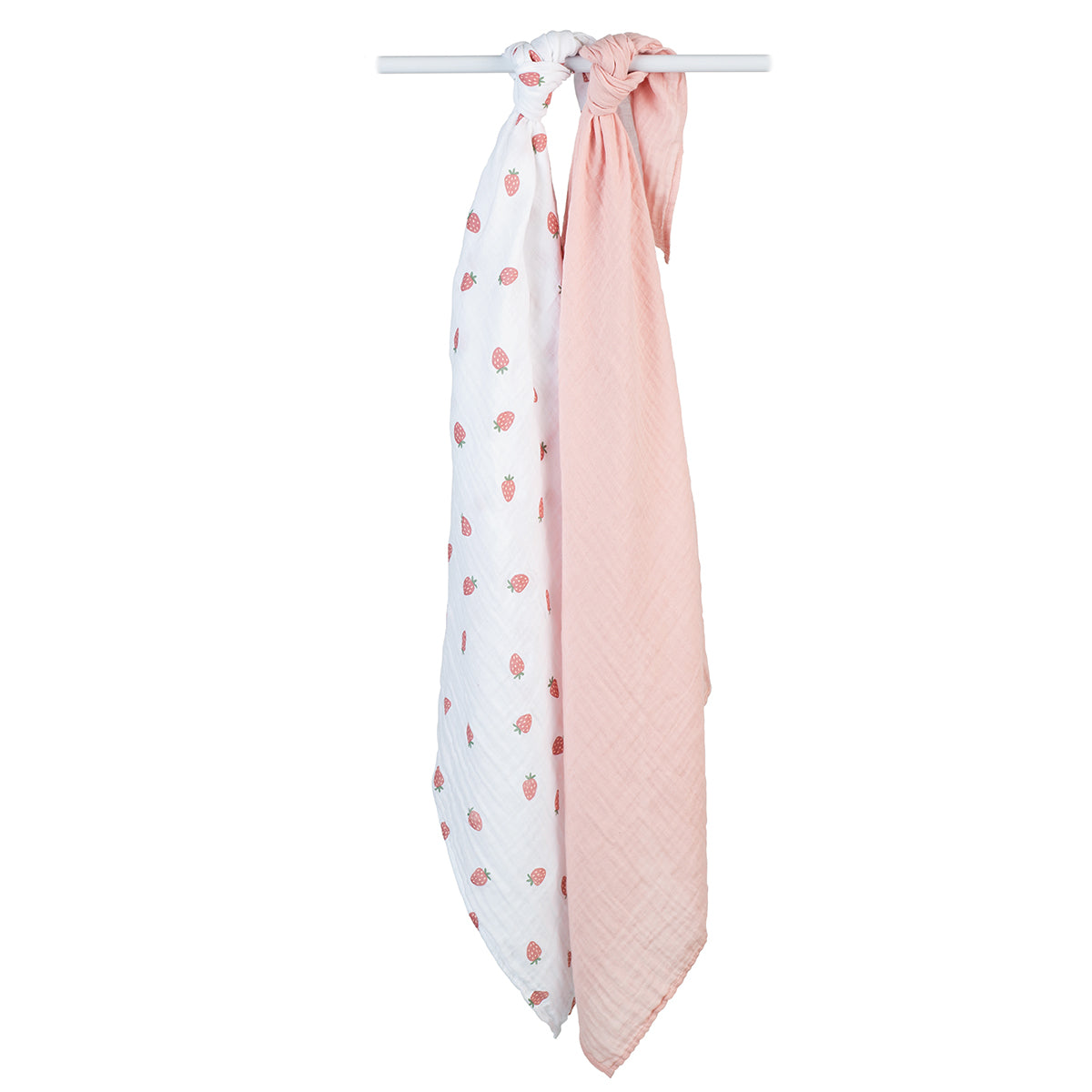 Lulujo - 2 Pack Cotton Swaddles - Strawberries / Pink (100cm x100cm)