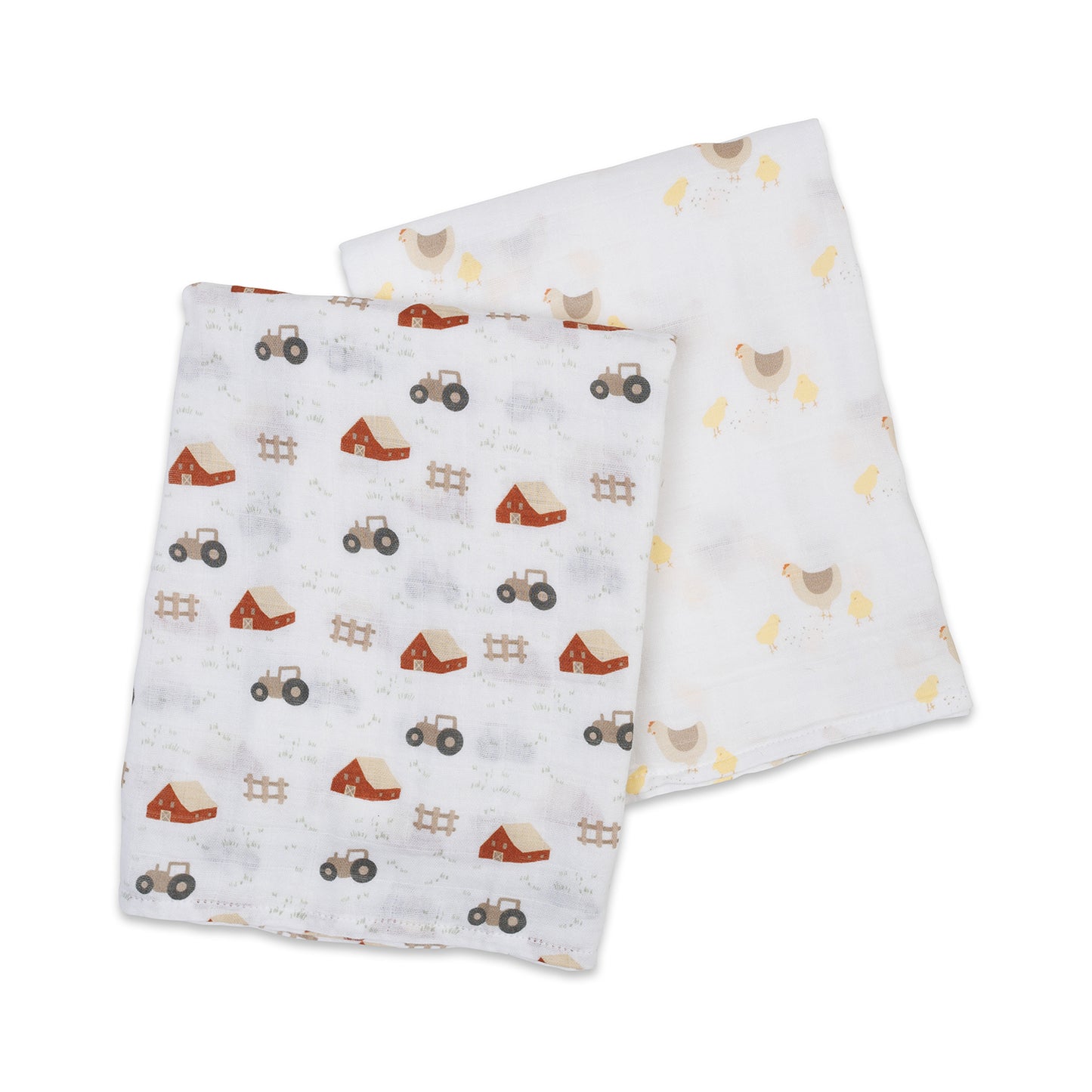 Lulujo - 2 Pack Cotton Swaddles - Barnyard / Hens & Chicks (100cm x100cm)
