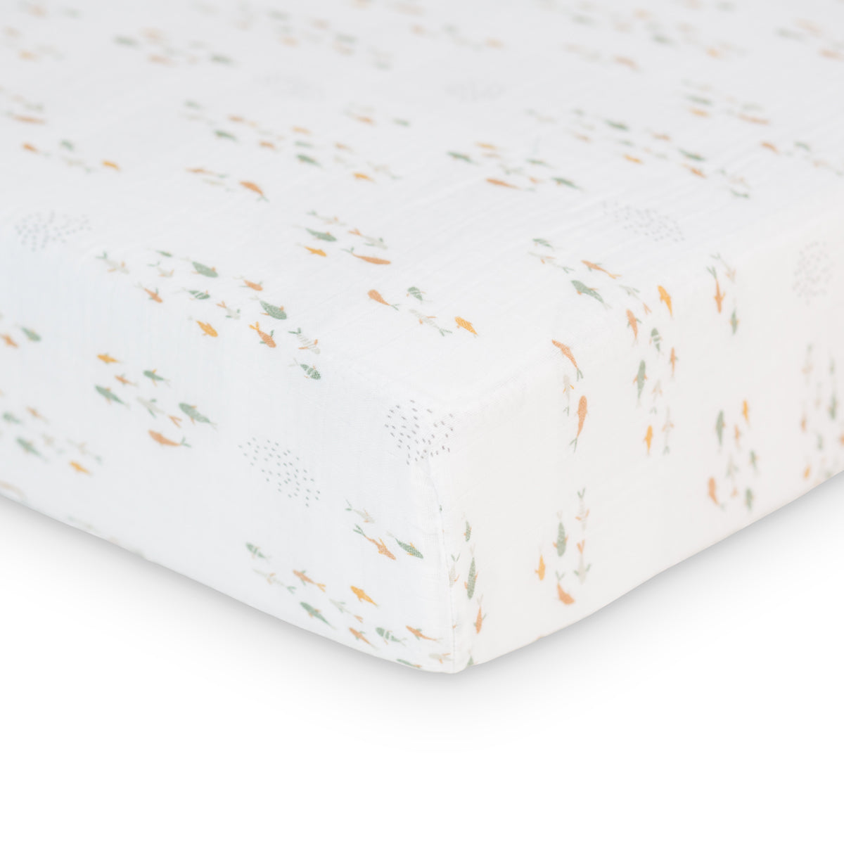 Lulujo - Cotton Fitted Cot  Sheet - Fish (135cm x 70cm)