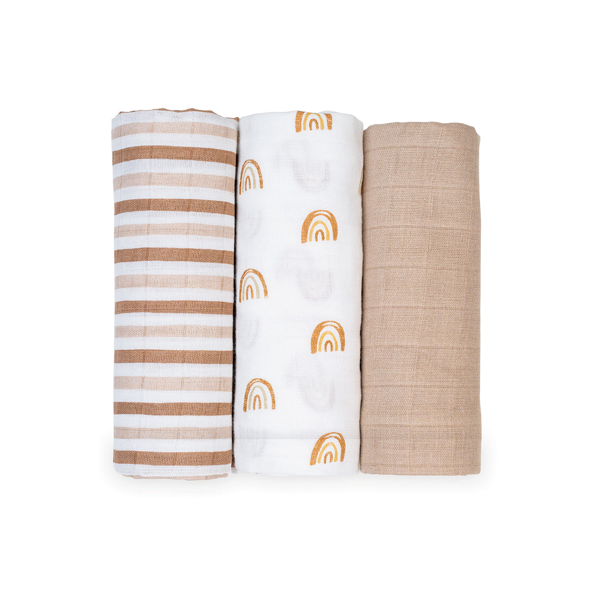 Lulujo - 3 Pack Mini Muslin Cloths - Rainbows