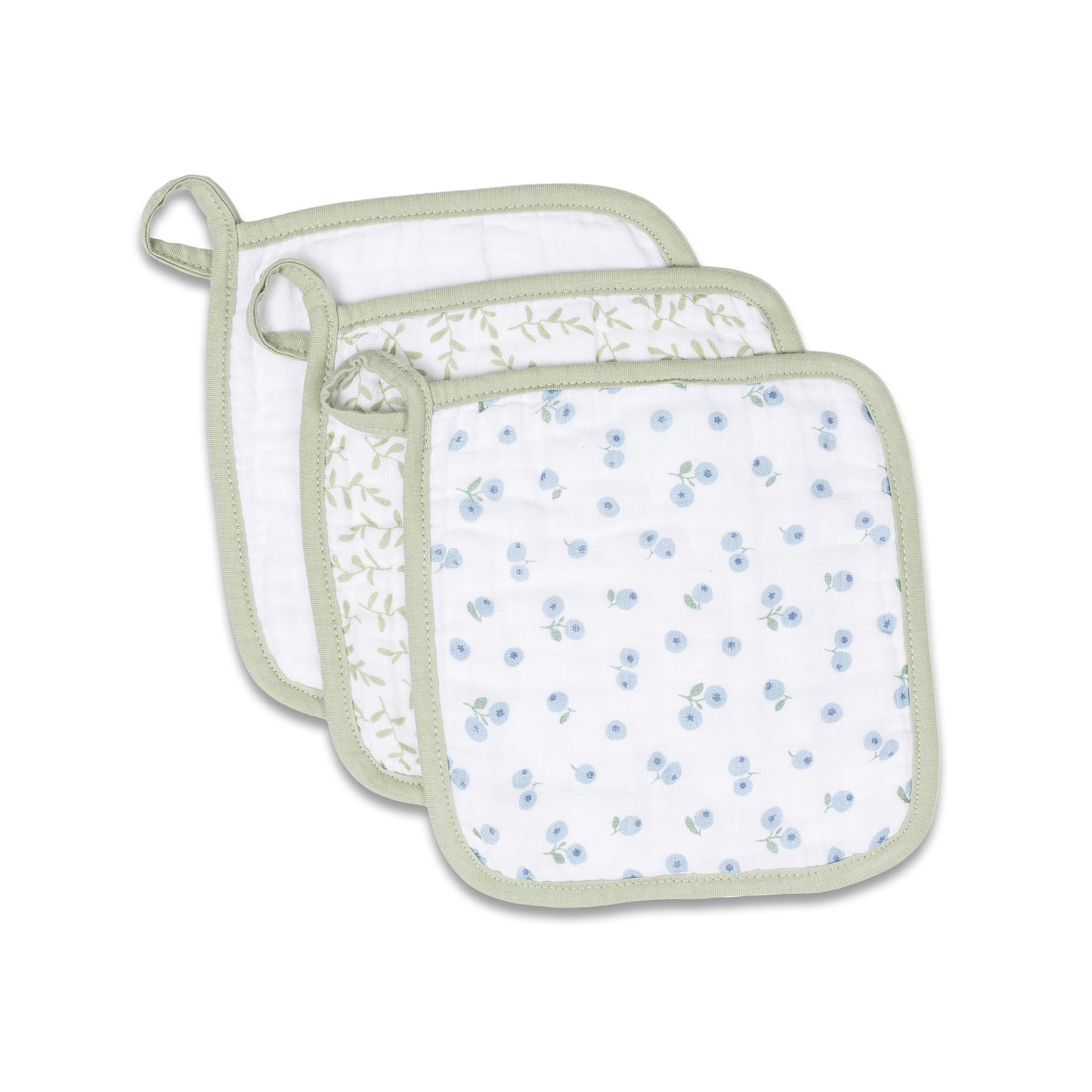 Lulujo - Washcloth - Blueberries , White & Greenery