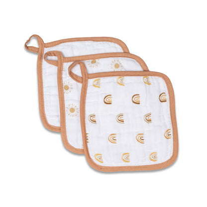 Lulujo - Washcloth - Rainbows , White & Suns