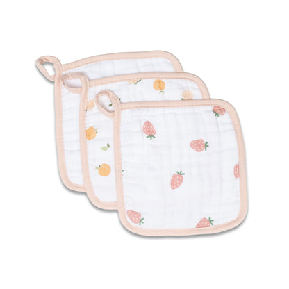 Lulujo - Washcloth - Peaches , White & Strawberries