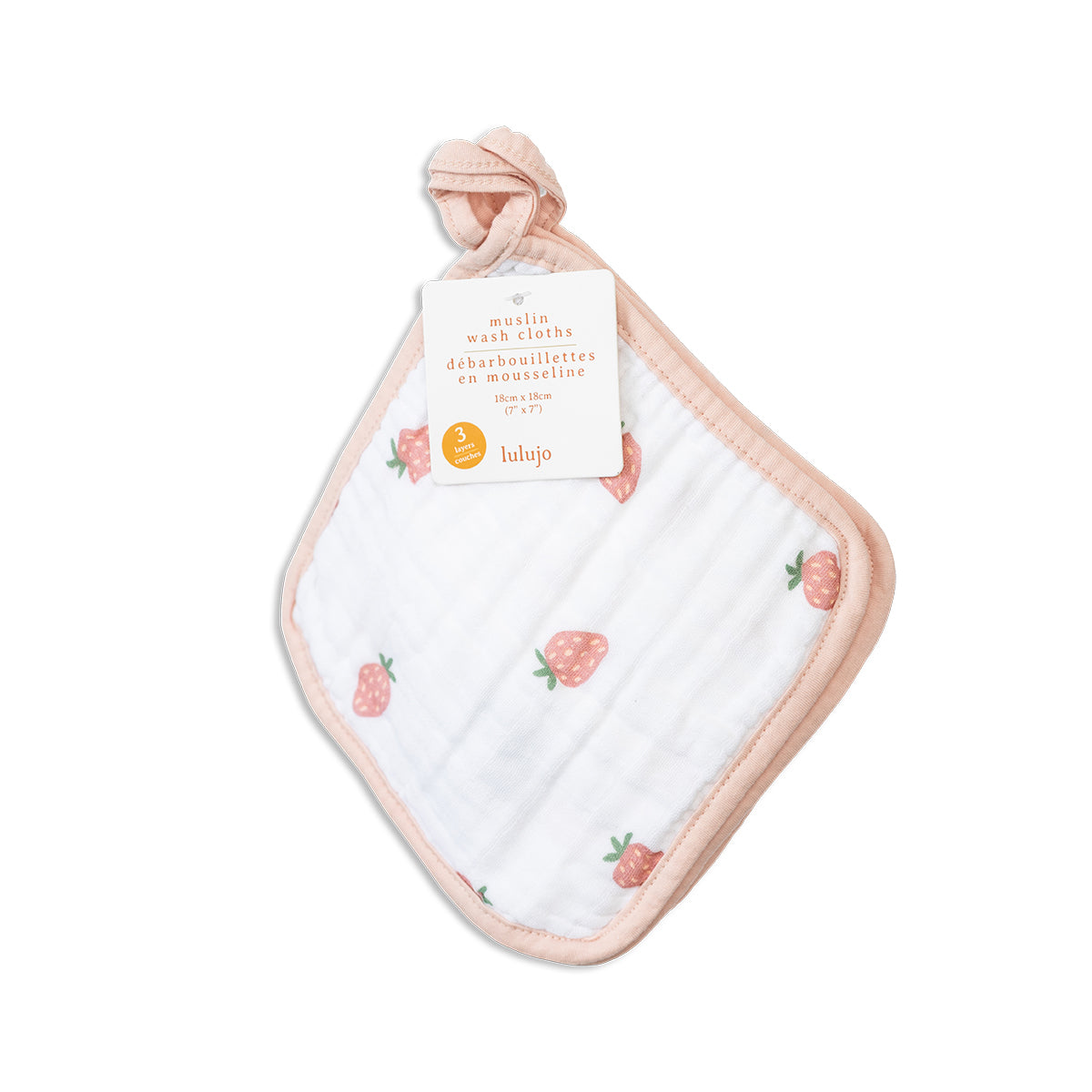 Lulujo - Washcloth - Peaches , White & Strawberries