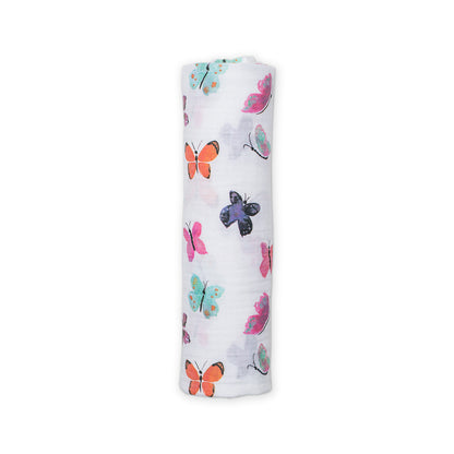 Lulujo - Muslin Swaddle - Butterflies (120cm x 120cm)