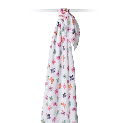 Lulujo - Muslin Swaddle - Butterflies (120cm x 120cm)