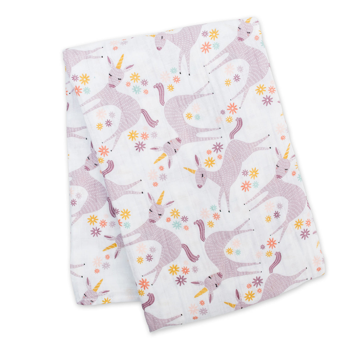Lulujo - Muslin Swaddle - Unicorns (120cm x 120cm)
