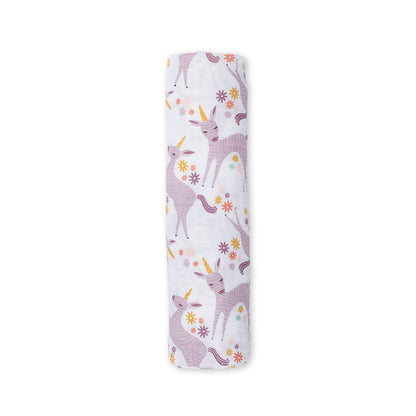 Lulujo - Muslin Swaddle - Unicorns (120cm x 120cm)