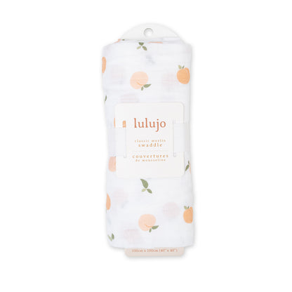 Lulujo - Muslin Swaddle - Peaches (100cm x 100cm)