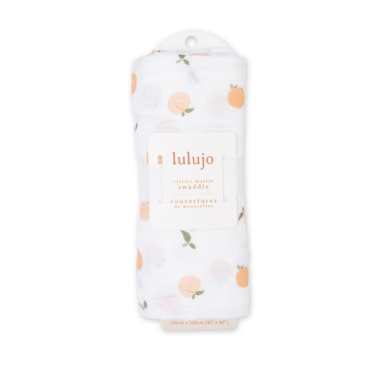 Lulujo - Muslin Swaddle - Peaches (100cm x 100cm)