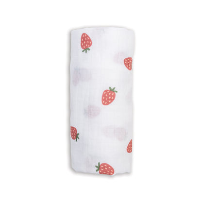 Lulujo - Muslin Swaddle - Strawberries (100cm x 100cm)