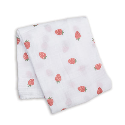 Lulujo - Muslin Swaddle - Strawberries (100cm x 100cm)