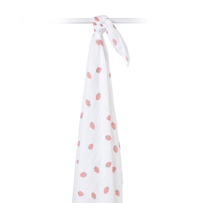 Lulujo - Muslin Swaddle - Strawberries (100cm x 100cm)