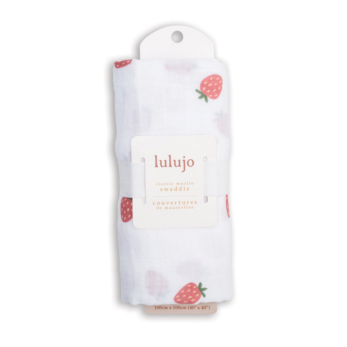 Lulujo - Muslin Swaddle - Strawberries (100cm x 100cm)