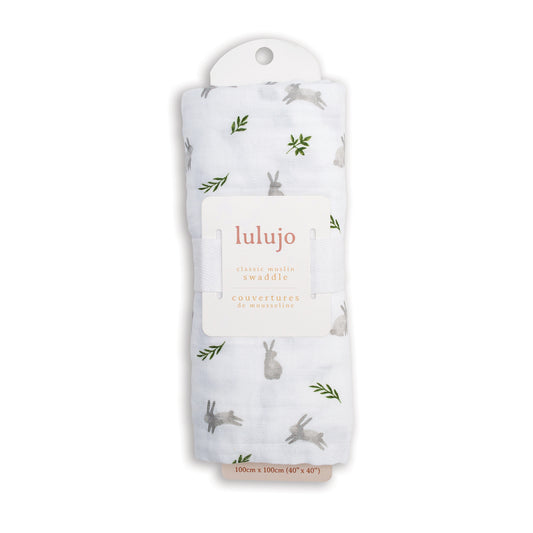 Lulujo - Muslin Swaddle - Bunnies (100cm x 100cm)