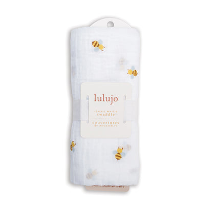 Lulujo - Muslin Swaddle - Bees (100cm x 100cm)