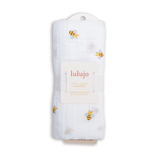 Lulujo - Muslin Swaddle - Bees (100cm x 100cm)