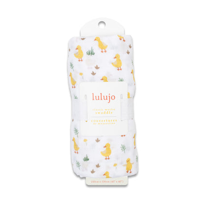 Lulujo - Muslin Swaddle - Ducks (100cm x 100cm)