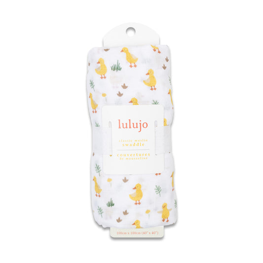 Lulujo - Muslin Swaddle - Ducks (100cm x 100cm)
