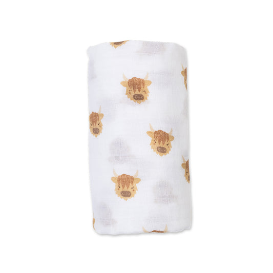 Lulujo - Muslin Swaddle - Highland Cows (100cm x 100cm)