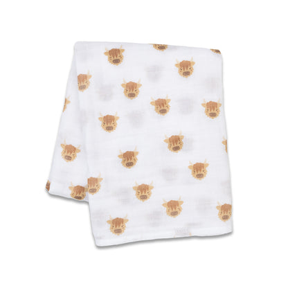 Lulujo - Muslin Swaddle - Highland Cows (100cm x 100cm)