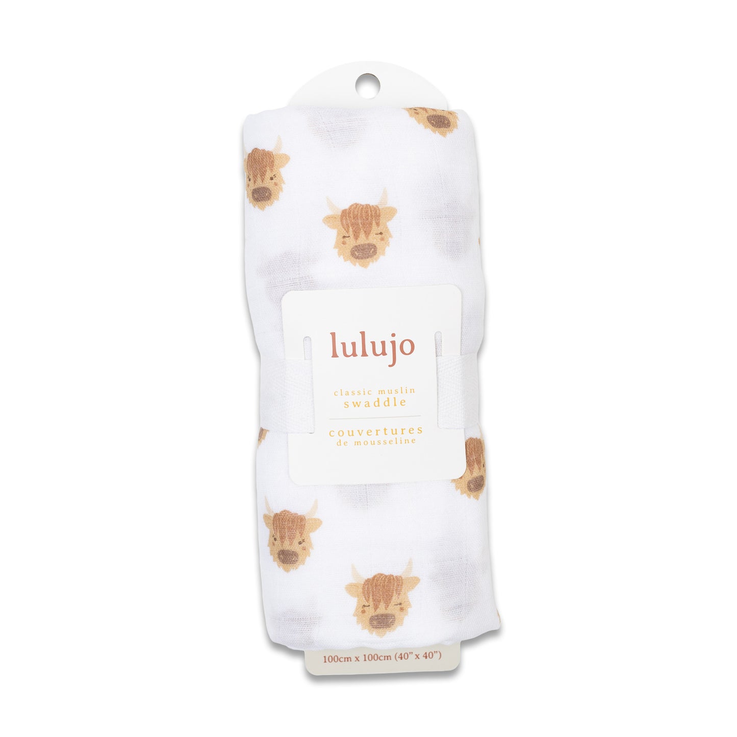 Lulujo - Muslin Swaddle - Highland Cows (100cm x 100cm)