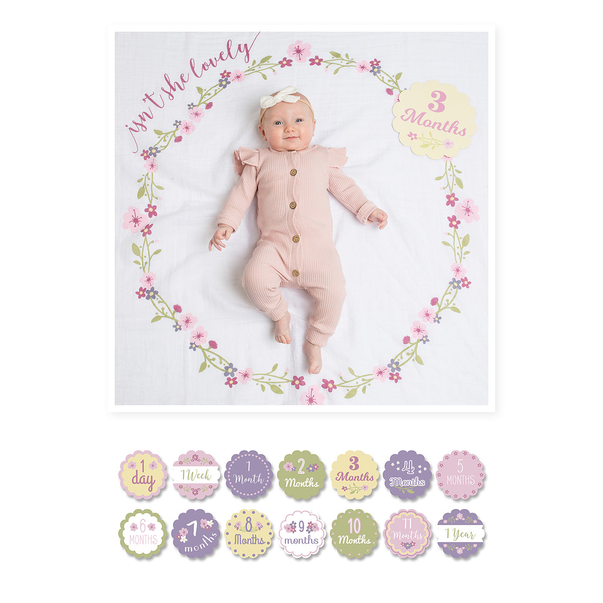 Lulujo - Single Cotton Swaddle & Cards Gift Set- Isn't She Lovely
