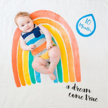 Lulujo - Single Cotton Swaddle & Cards Gift Set- A Dream Come True
